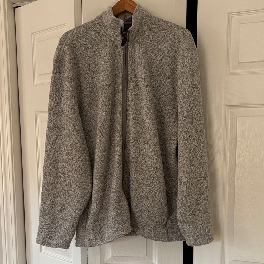 Men's Gray fleece sweater zip up Faherty